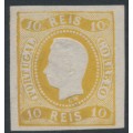 PORTUGAL - 1866 10R yellow King Luis I, imperforate, MH – Michel # 18