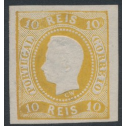 PORTUGAL - 1866 10R yellow King Luis I, imperforate, MH – Michel # 18