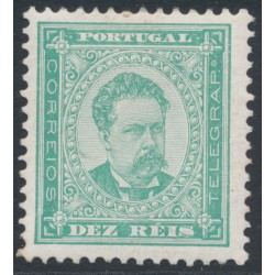 PORTUGAL - 1884 10R green King Luis I, perf. 11½, MH – Michel # 55Ax