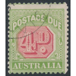 AUSTRALIA - 1909 4d rosine/yellow Postage Due, crown A watermark, CTO – SG # D67