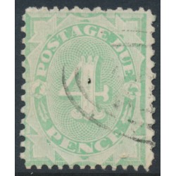 AUSTRALIA - 1907 4d light green Postage Due, perf. 12:11, crown single-lined A watermark, used – SG # D49