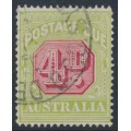 AUSTRALIA - 1922 4d carmine/pale yellow-green Postage Due, perf. 14:14, crown A watermark, used – SG # D96