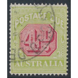AUSTRALIA - 1922 4d carmine/pale yellow-green Postage Due, perf. 14:14, crown A watermark, used – SG # D96