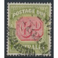 AUSTRALIA - 1938 6d carmine/yellow-green Postage Due, original die, perf. 14½:14, CofA watermark, used – SG # D117