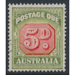 AUSTRALIA - 1948 5d red/deep yellow-green Postage Due, perf. 14½:14, CofA watermark, used – SG # D124