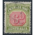 AUSTRALIA - 1938 6d carmine/green Postage Due, original die, CofA wmk, used – SG # D117