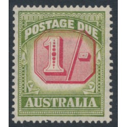 AUSTRALIA - 1947 1/- red/green Postage Due, CofA watermark, misplaced tablet, MH – SG # D128