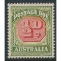 AUSTRALIA - 1938 ½d carmine/green Postage Due, ‘scratch through value tablet’, MH – ACSC # D122C(VP)qa