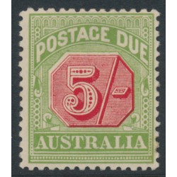 AUSTRALIA - 1909 5/- rose-red/green Postage Due, perf. 12½:12, crown A watermark, MH – SG # D71