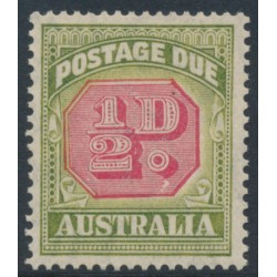 AUSTRALIA - 1938 ½d carmine/green Postage Due, ‘white flaw under full stop’, MNH – ACSC # D122