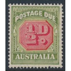 AUSTRALIA - 1938 ½d carmine/green Postage Due, ‘white flaw over 1’, MH – ACSC # D122