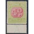 AUSTRALIA - 1922 4d carmine/pale yellow-green Postage Due, perf. 14:14, crown A watermark, MNH  – SG # D96