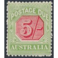 AUSTRALIA - 1909 5/- rose-red/green Postage Due, perf. 12½:12, crown A watermark, MH – SG # D71