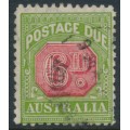 AUSTRALIA - 1936 6d carmine/green Postage Due, perf. 11:11, CofA watermark, used – SG # D110