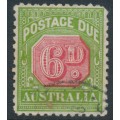 AUSTRALIA - 1936 6d carmine/green Postage Due, perf. 11:11, CofA watermark, used – SG # D110