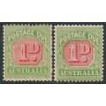 AUSTRALIA - 1909 1d red/green Postage Due, die I & die II, crown A watermark, MH – SG # D64+D64b