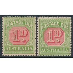 AUSTRALIA - 1909 1d red/green Postage Due, die I & die II, crown A watermark, MH – SG # D64+D64b