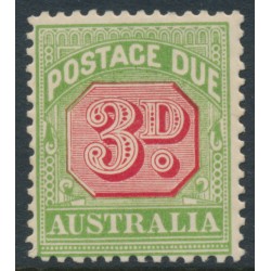 AUSTRALIA - 1909 3d rose-red/green Postage Due, perf. 12:12½, crown A watermark, MH – SG # D66