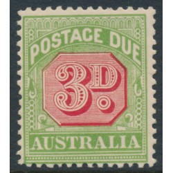 AUSTRALIA - 1909 3d rose-red/green Postage Due, perf. 12½:12, crown A watermark, MH – SG # D66