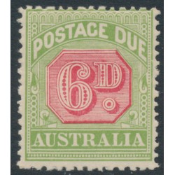 AUSTRALIA - 1909 6d rose-red/green Postage Due, perf. 12½:12, crown A watermark, MH – SG # D68