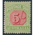 AUSTRALIA - 1909 5/- rose-red/green Postage Due, perf. 12½:12, crown A watermark, MH – SG # D71