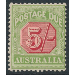 AUSTRALIA - 1909 5/- rose-red/green Postage Due, perf. 12:12½, crown A watermark, MH – SG # D71
