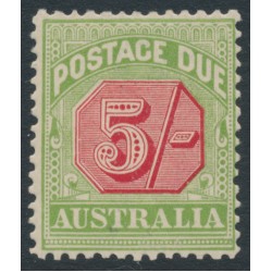 AUSTRALIA - 1909 5/- rose-red/green Postage Due, perf. 12½:12, crown A watermark, MH – SG # D71