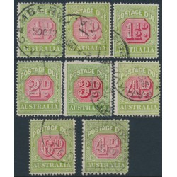 AUSTRALIA - 1922 ½d to 6d red/green Postage Dues set of 8, crown A watermark, used – SG # D91-D98
