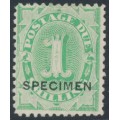 AUSTRALIA - 1902 1/- emerald Postage Due, o/p SPECIMEN, MH – SG # D19s