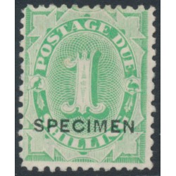 AUSTRALIA - 1902 1/- emerald Postage Due, o/p SPECIMEN, MH – SG # D19s