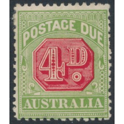 AUSTRALIA - 1909 4d rose-red/green Postage Due, perf. 12:12½, crown A watermark, MH – SG # D67