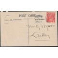AUSTRALIA - 1915 1d bright red (aniline) KGV Head (shade = G11) on a postcard – ACSC # 71B