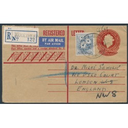 AUSTRALIA - 1960 2/- Flower on 2/5 QEII registered envelope from Koolymilka, SA – ACSC # 367+RE41C 