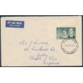 AUSTRALIA - 1954 2/- grey-green Royal Visit on an airmail cover to the UK – ACSC # 310