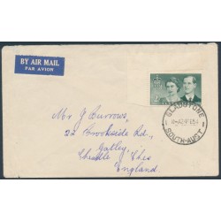 AUSTRALIA - 1954 2/- grey-green Royal Visit on an airmail cover to the UK – ACSC # 310