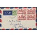 AUSTRALIA - 1958 2 x 5½d War Memorial pairs on an airmail cover to the UK – ACSC # 342c