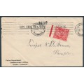 AUSTRALIA - 1916 1d deep scarlet-red [aniline] KGV (G17½), T-perfin on cover – ACSC # 71H