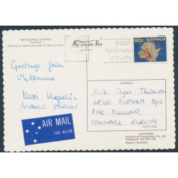 AUSTRALIA - 1987 60c Lionfish on airmail postcard to Denmark – ACSC # 1054