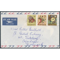 AUSTRALIA - 1970 Marine Life & Floral Emblems on airmail cover to Denmark