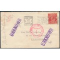 AUSTRALIA - 1937 2d red KGV, CofA watermark on Dead-Letter Office (DLO) cover