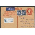 AUSTRALIA - 1965 11d blue Bandicoot pair on 2/5 QEII registered envelope to the UK