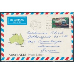 AUSTRALIA - 1979 55c Steam Train on a cover to Denmark – ACSC # 847