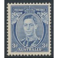 AUSTRALIA - 1937 3d blue KGVI definitive, die I (TA joined), perf. 13½:14, MH – SG # 168