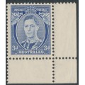 AUSTRALIA - 1938 3d blue KGVI definitive, perf. 13½:14 (die II, thick paper), MNH – SG # 168c