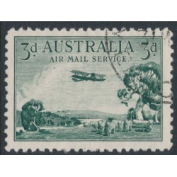 AUSTRALIA - 1929 3d green Airmail (vertical mesh paper), CTO – ACSC # 134w