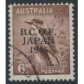 AUSTRALIA - 1946 6d dull brown Kookaburra overprinted BCOF, used – SG # J4