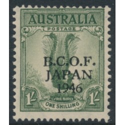AUSTRALIA - 1947 1/- dull green Lyrebird, overprinted BCOF, MNH – SG # J5