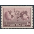 AUSTRALIA - 1934 1/6 dull purple Hermes airmail, no watermark, perf. 11, MH – SG # 153