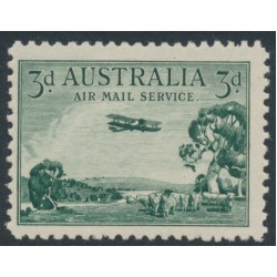 AUSTRALIA - 1929 3d green Airmail (vertical mesh paper), MNH – ACSC # 134