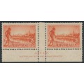 AUSTRALIA - 1934 2d red Victoria, perf. 11½ (Cowan paper), imprint pair, MH – ACSC # 154Az